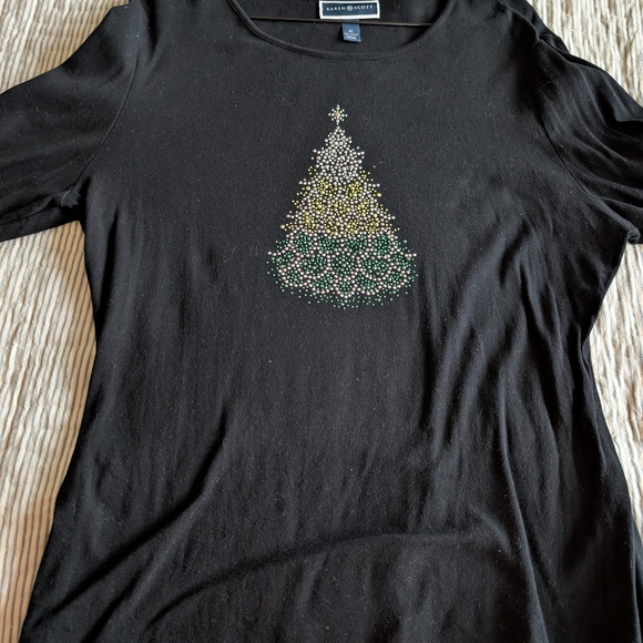 Karen Scott Dark Grey Sparkly Christmas Tree Top XL - Picture 3 of 5